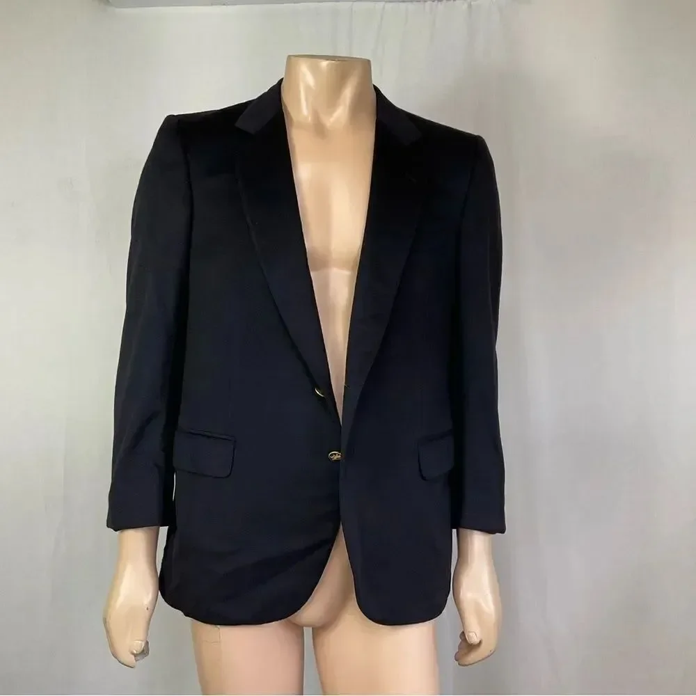Franco B. Cashmere Twee CollarTwo Burtons Blazer Jacket Sport Coat Black 52